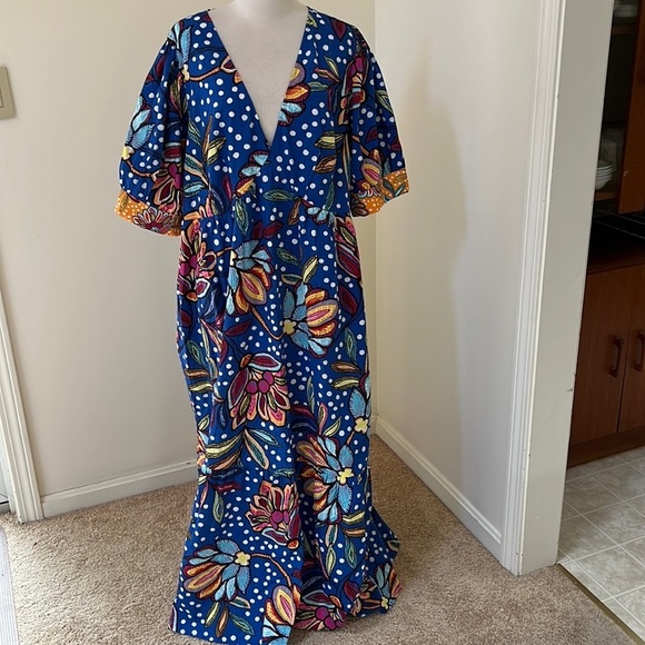 New! Tabitha brown for target SZ 20/22W blue floral polka dot puff sleeve  dress. Women
